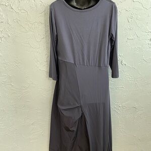 Comfy Figs USA Women’s Gray Jersey Lagenlook Bubble Hem Dress Large Comfort NWT
